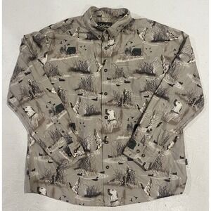 Cabelas‎ Shirt Adult XL Beige Duck Button Down Long Sleeve Casual Cotton Mens